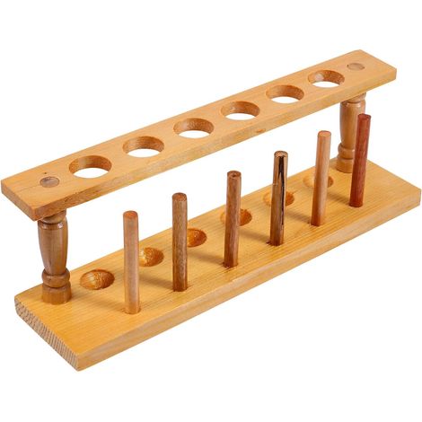 Porte-tube en Bois Portable pour Tubes à Essai, Support de Rangement Pratique et Sûr, Étagère Tubulaire pour Laboratoire Chimique (1/5)