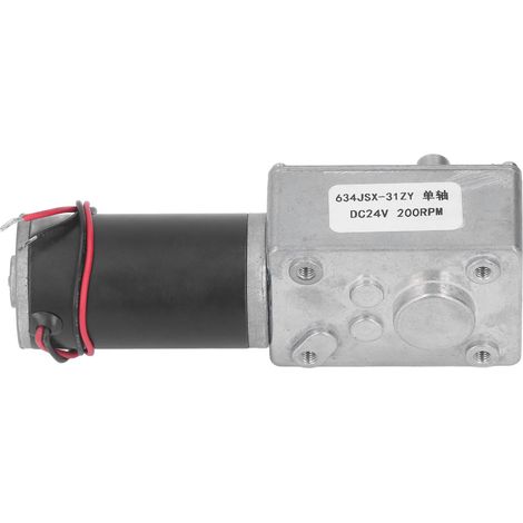 Moteur à engrenages CC 24V 200RPM avec rotation avant/arrière, blocage automatique, alliage d'aluminium et bobine en laiton, arbre simple, réducteur de vitesse (1/5)
