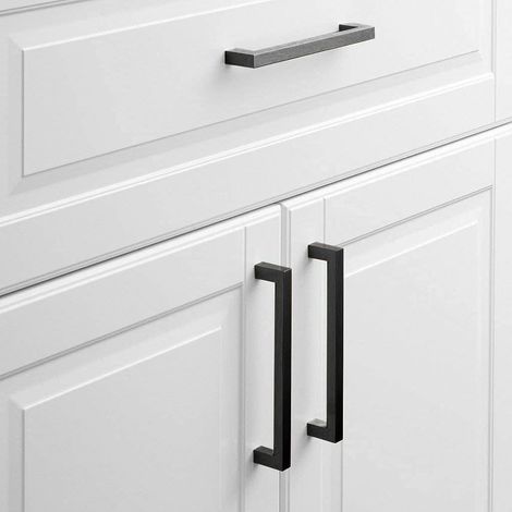Ensemble de 4 poignées de meubles de cuisine noires, en acier inoxydable de 137 mm (1/4)