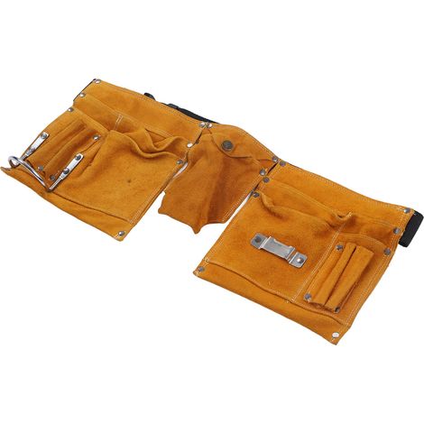 Sacoche ceinture porte-outils en cuir de vachette, résistante aux coupures, robuste, respirante et ajustable, idéale pour les ouvriers de maintenance.