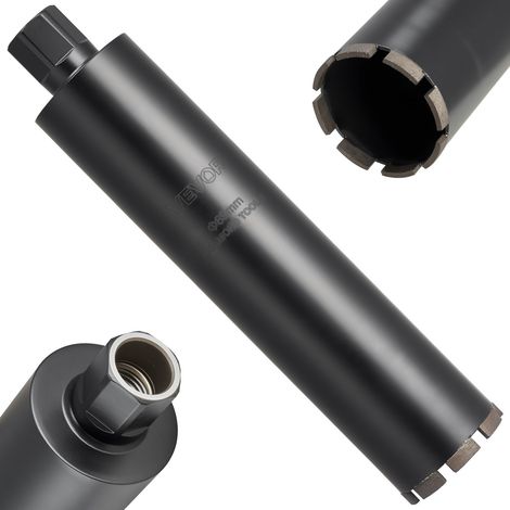 Foret Diamant pour Carotteuse, Couronne de Carottage Humide Diamètre 89 mm et Profondeur de Perçage 356 mm, Trépan avec Filetage Intérieur 1-1/4 po-7 32 mm-7, pour Béton Armé Maçonnerie (1/5)