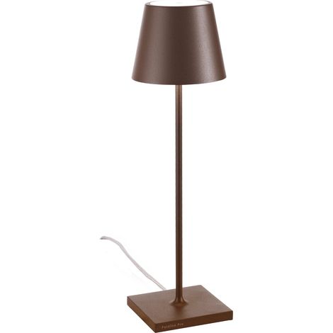 Lampe De Table Poldina Corten Avec Cable 230V Led Dimmable 11X38 Cm Design Moderne En Aluminium (1/2)