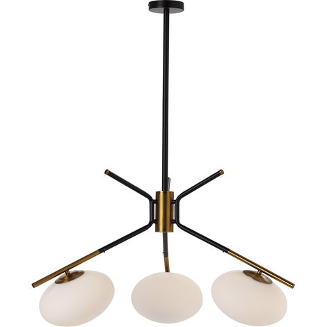Decke 94x94x100 weißes Glas/Gold Metall/Schwarze Beleuchtung/Tischlampen für alle Stile, um dem Haus eine Note zu verleihen (1/5)