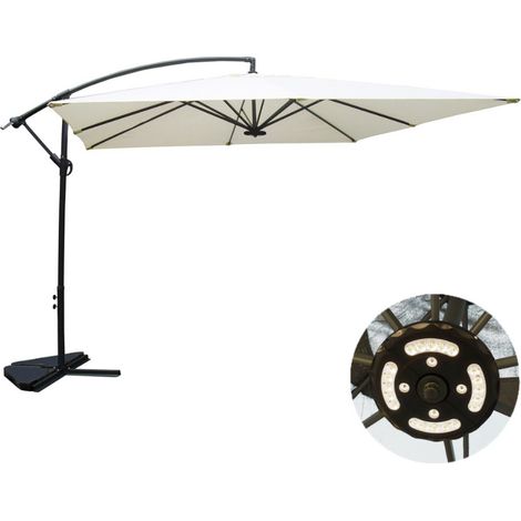Sombrilla crudo desplazada cuadrada 3 x 3 m led SOLENZARA