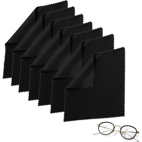 7 PCS Chiffons Microfibre de Nettoyage, Chiffon de Nettoyant Lunettes pour Lunettes, Téléphones, Ordinateurs Portables, Tablettes, Écrans, Objectifs d'appareils Photo (18  15cm, Noir) (1/5)