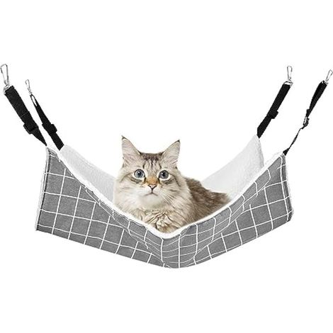 Hamac pour Chat avec Sangles Réglables, lit Suspendu Balançoire à Crochets Hamac pour Petits Animaux Coussin Somnolent pour Animaux de Compagnie pour Chats Petits Chiens Lapins (1/5)