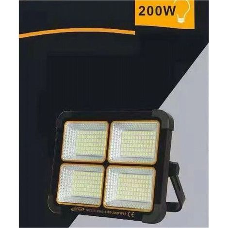 Faro Proiettore Ricaricabile Pannello Solare 200 W Usb Power Bank Ip65 S18b-200w