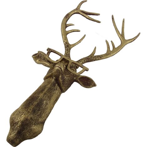 Décoration intérieure : Sculpture suspendue animale en résine bronzée imperméable, protection solaire, tête d'animal, ornement mural (1/5)