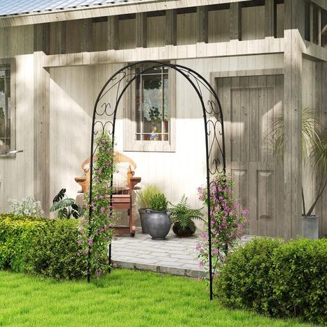 Arche de jardin, style vintage, 125 x 37 x 230 cm, noire (1/5)