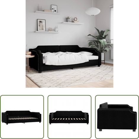 vidaXL Canapé - Lit de repos sans matelas noir 100x200 cm tissu (1/5)