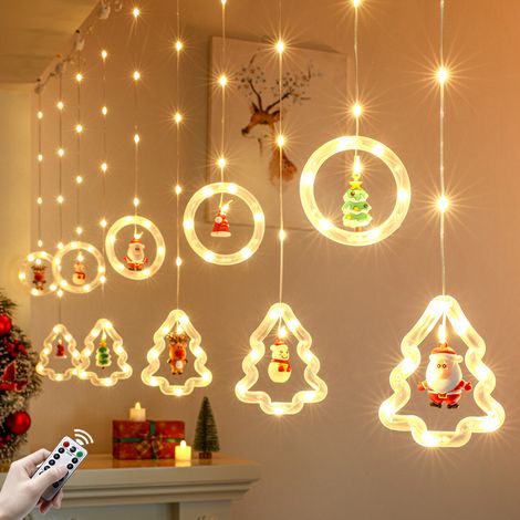Guirlande étanche LED de 3 m pour l'extérieur et l'intérieur, rideau lumineux de Noël USB avec télécommande et crochets, lumineuse IP44, 8 modes (1/5)