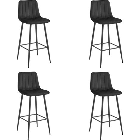 Sgabello Pozza - velluto nero / gambe nere x 4 (1/5)