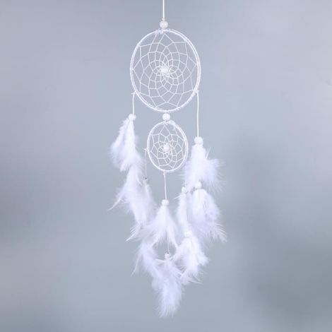 Capteur de Attrape-rêves Plumes Décoration Maison Murale Intérieure Ornement Suspendue Cadeaux pour Fille Blanc (1/4)