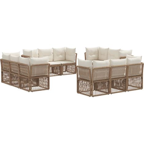 Gartensofa-set 12 pcs Beige Poly-Rattan vidaXL