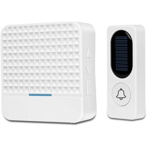 Sonnette sans fil solaire étanche IP65 portée 300m - Carillon extérieur 52 mélodies avec témoin LED (1/5)