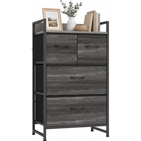 HOMCOM Bedroom Chest of Drawers 4 Drawer Dresser with Shelf, Grey (1/5)