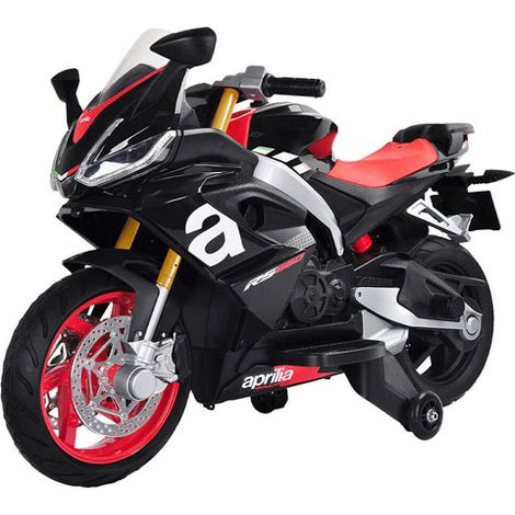 Moto elettrica per bambini Aprilia RS666 nera con (1/4)