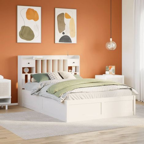 Bed Frame without Mattress White 150x200 cm King Size Solid Wood Pine vidaXL (1/5)