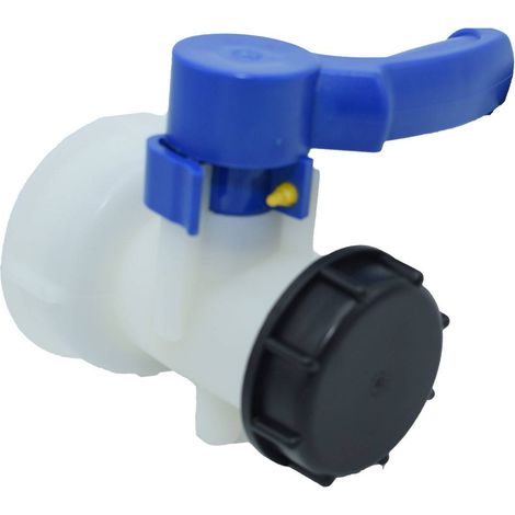 Multitanks – Vanne papillon 2 pouces S60x6 mâle – Écrou 70mm – Polyéthylène haute densité – Pour cuves IBC 1000L Schütz