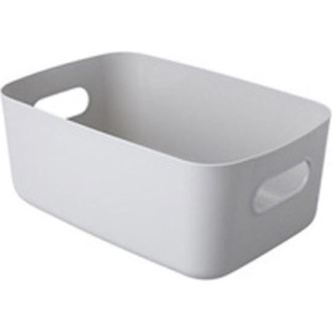 Ensemble de 6 boîtes de rangement blanches avec poignées - Paniers de rangement rectangulaires en plastique - Accessoires élégants pour la cuisine, la maison, le bureau et la salle de bain - 24 x 16,4 (1/2)