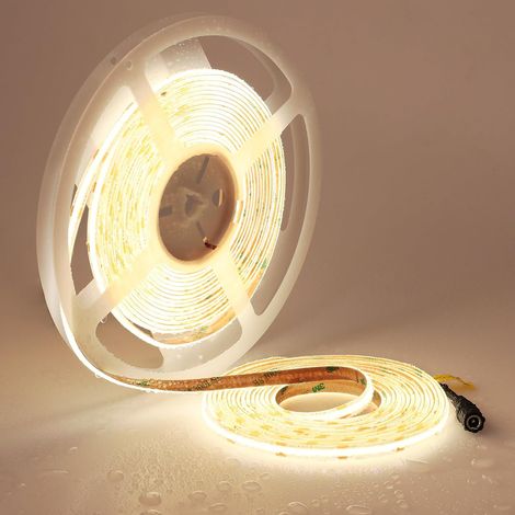 Ruban LED COB 10M Blanc Naturel 4000K 24V Étanche IP65 Extérieur CRI 92+, 384LEDs/M Haute Densité, Largeur 8mm, Autocollant, Découpable, Flexibilité Bande LED pour Cuisine, TV, Chambre (1/5)
