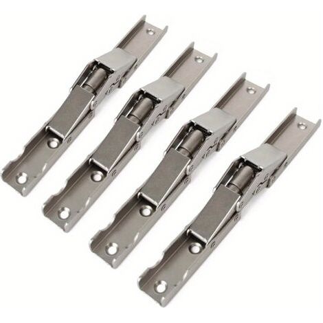 Lot de 4 Charnières Pliantes sans Perçage 90°/180° en Métal Robuste Matériau à Ressort Plat pour Portes et Meubles, Style Classique