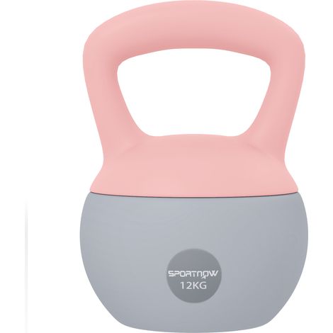 (12KG, Pink and Grey) SPORTNOW Kettlebell with Non-Slip Handle