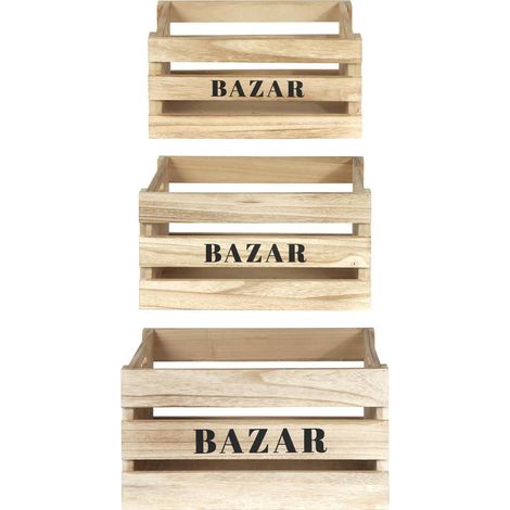 BAZAR - Lot de 3 Cagettes Gigognes Naturelles (1/5)