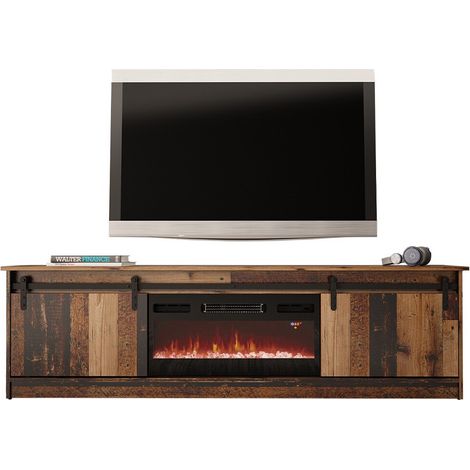 Meuble TV Charlotte 165, Arbre âgé, Le nombre de portes: 2, Nombre de tiroirs: 0, 200x57x35cm, LED: Disponible