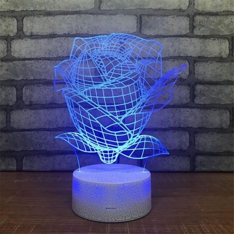 XM7599-USB alimenté décoratif Rose 3D Télécommande Optique ILLusion Nuit Lumière Crackle Base de Peinture 7 Couleurs Tab (1/4)