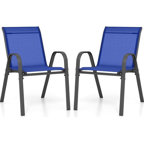 Set di 4 sedie da giardino impilabili 83 x 67 x 55 cm comfort ergonomico e design leggero acciaio blu 200012591