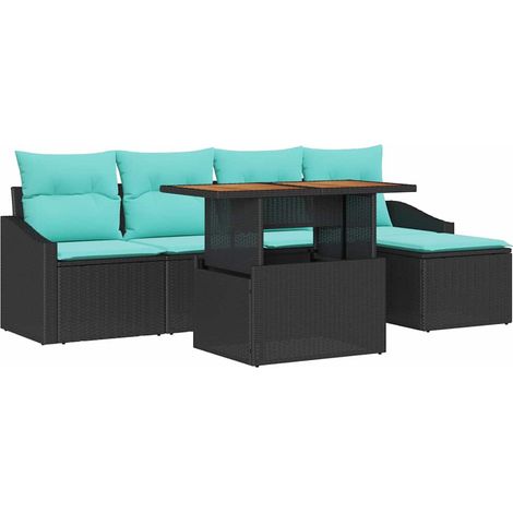 Garden Sofa Set 6 pcs Black and Teal vidaXL (1/5)
