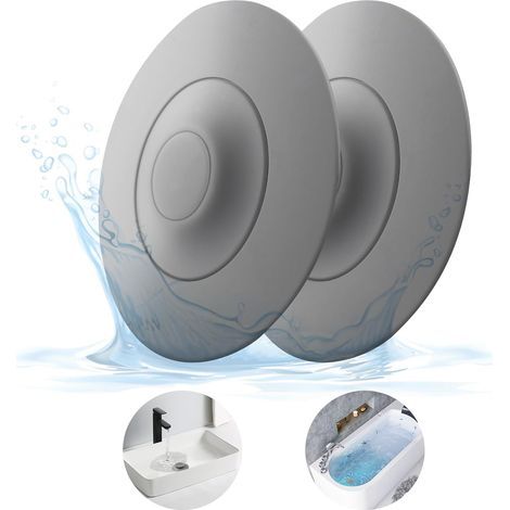 Universel Bouchon Filtre de Baignoire avec Fonction Tamis à Cheveux 2 pièces,Filtre de vidange Silicone pour évier de Cuisine,Gris (1/5)
