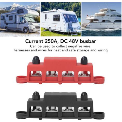 NALOOKAMIC 2pcs Bloc de Distribution 48V M8 250A, Bloc de Connexion de Batterie , BusBar Box pour Voiture RV Boat Yacht (1/3)
