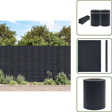 Mampara de exterior - vidaXL Paneles de privacidad 4 uds PVC gris oscuro mate 35x0,19 m - Mampara de PVC