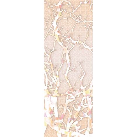 Papier peint panoramique rose & blanc original | Tapisserie panoramique arbre moderne | Papier peint panoramique salon & chambre adulte - 280 x 100 cm (1 pièce) (1/2)
