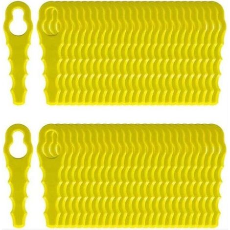 Packung mit 100 Ersatzmessern, kompatibel mit Ryobi Rasentrimmern, doppelt gezahnte Messerköpfe RAC155, RAC157, RAC158...DEBUNS (1/5)