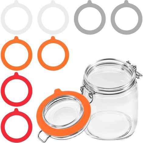 Lot de 8 joints de rechange en silicone, anneaux en caoutchouc pour bocaux de conserve, joints en verre, couleurs assorties, étanches, bagues d'étanchéité 70 x 95 mm (1/5)