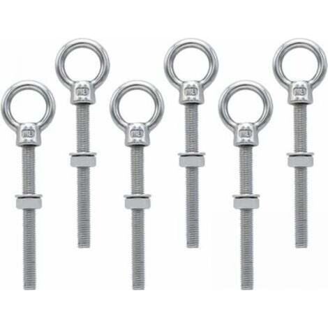 Vis à anneau inox M8 × 80 mm – Lot de 6 boulons à œil pour fixation et suspension résistants et universels (1/5)