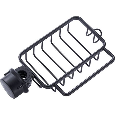 Etagere Pour Robinet - Support De Rangement En Aluminium Noir - Compatible Robinet Ou Barre De Douchette 17 À 25 Mm - 21 X 11 X 5 Cm - 1 Pièce (1/5)
