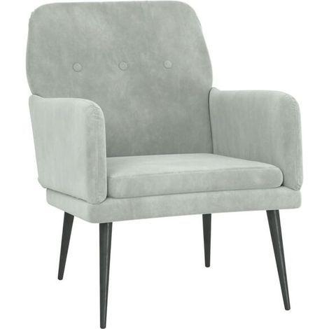 Fauteuil gris clair, 62x79x79 cm, velours. (1/5)