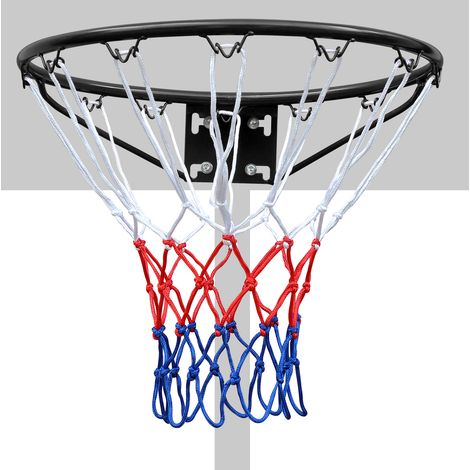 Cerceau de basket mural 45,7 cm en acier avec filet en nylon résistant, compatible panneaux 3.65x7.87 cm - intérieur et extérieur (1/5)