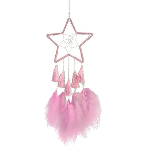Attrape Reve, Attrape Reve Enfant Rose, Atrappe-Rêve Étoile, Dream Catchers Enfants Cadeau, Attrape-Rêves pour La Décoration de Mariage de Chambre à Coucher Décoration Murale D'intérieur (1/5)