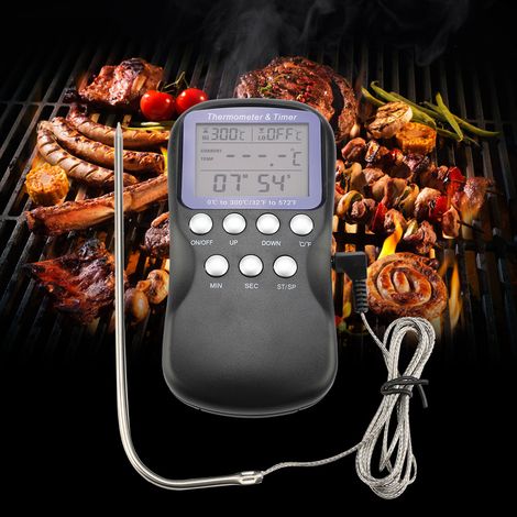 Kabelgebundenes digitales Kochthermometer für Grill, Backofen und Grillrost, Lebensmittelsonde für Fleisch, präzises Kochen (1/5)