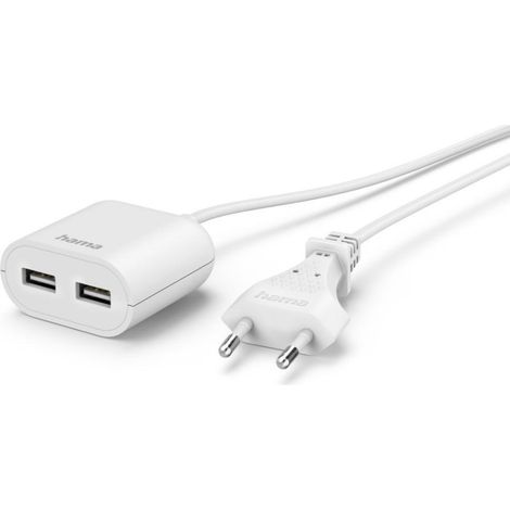 Hama USB-Netzteil 2x USB-A 2,4A mit 1,9m Kabel, 12W