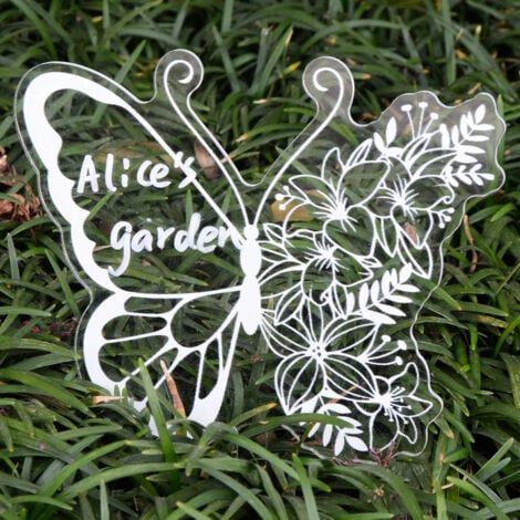 1 lot de 12 étiquettes pour jardinières - Papillon blanc, étiquettes en plastique, plantes miniatures, panneaux pour plantes potagères, piquets pour étiquettes de jardin (1/5)