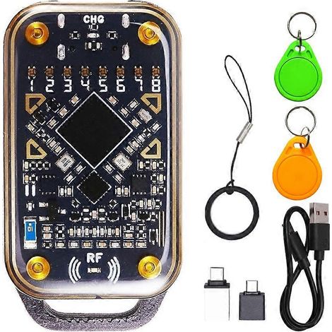 Émulateur de carte à puce Chameleon Ultra, lecteur de puce RFID 125 kHz/13,56 MHz, décodage de cartes, duplicateur NFC + porte-clés 2xUID (1/5)