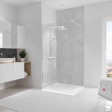 Schulte – Panneau mural de douche béton structuré 100 x 255 cm – Épaisseur 3 mm – Surface hydrofuge – Installation facile sans poussière (1/5)