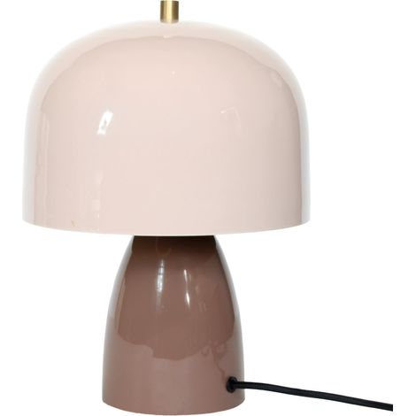 Lámpara de sobremesa seta de metal rosa y topo 32 cm (1/5)