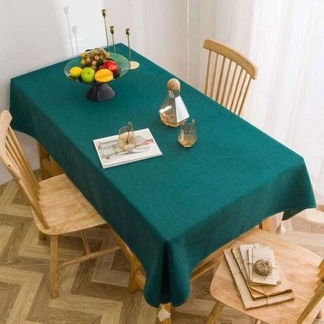 Tovaglia rettangolare (verde scuro) 140 x 90 cm - 100% poliestere - Alta qualità, lavabile, impermeabile e antipiega - Verde scuro